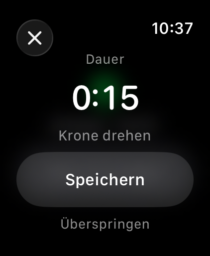 Anfallsdauer mit der Digital Crown einstellen